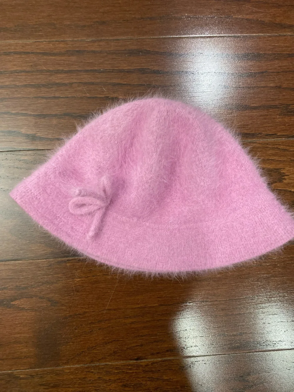 Angora Blend Bucket Hat Pink Fuzzy One Size Y2K 00s Streetwear